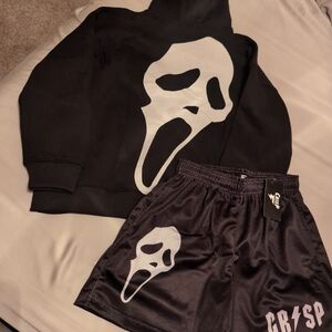 Black Graphic Hoodie and Shorts Set Size Small